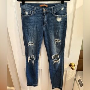 Joe's Jeans Distressed Straight Ankle in Dark Blue